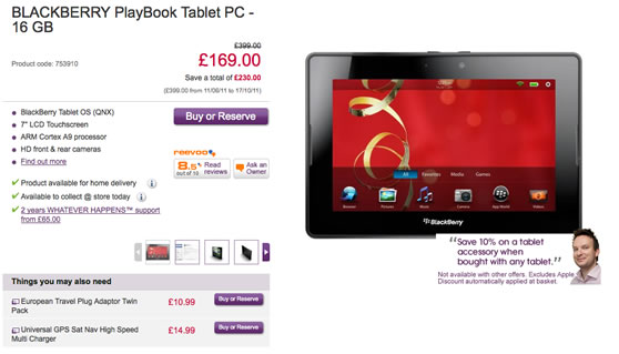 Blackberry Playbook Reduced In UK